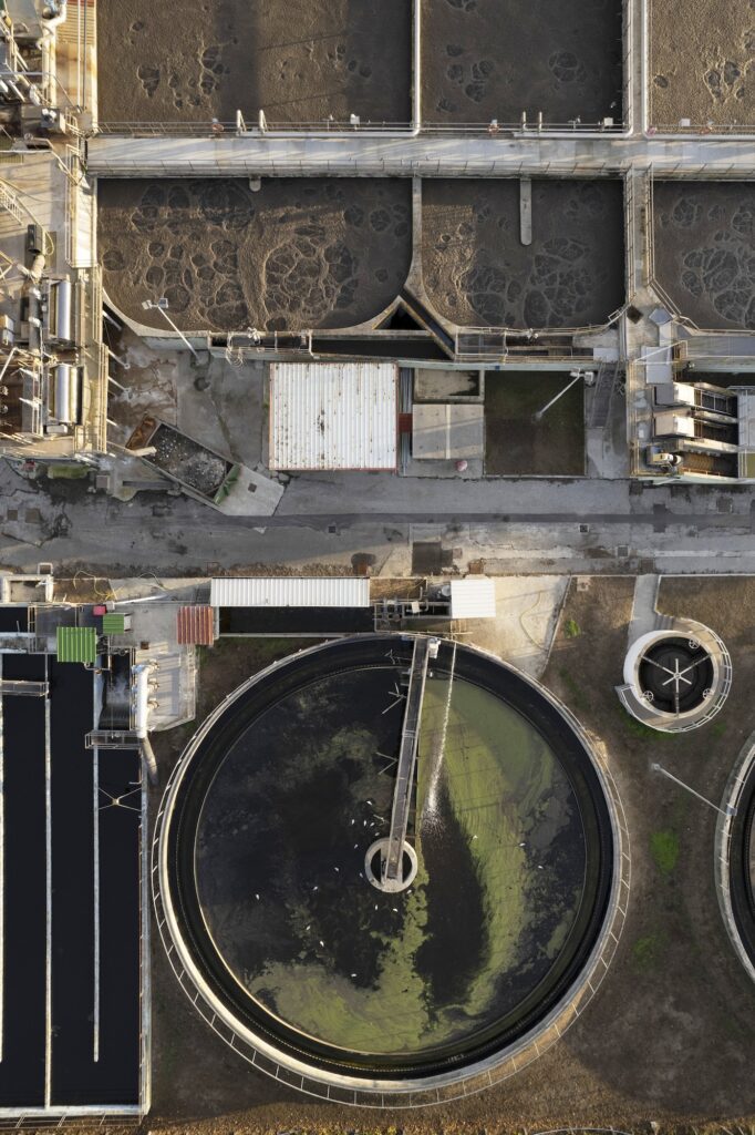 Aerial documentation of city water purification plants