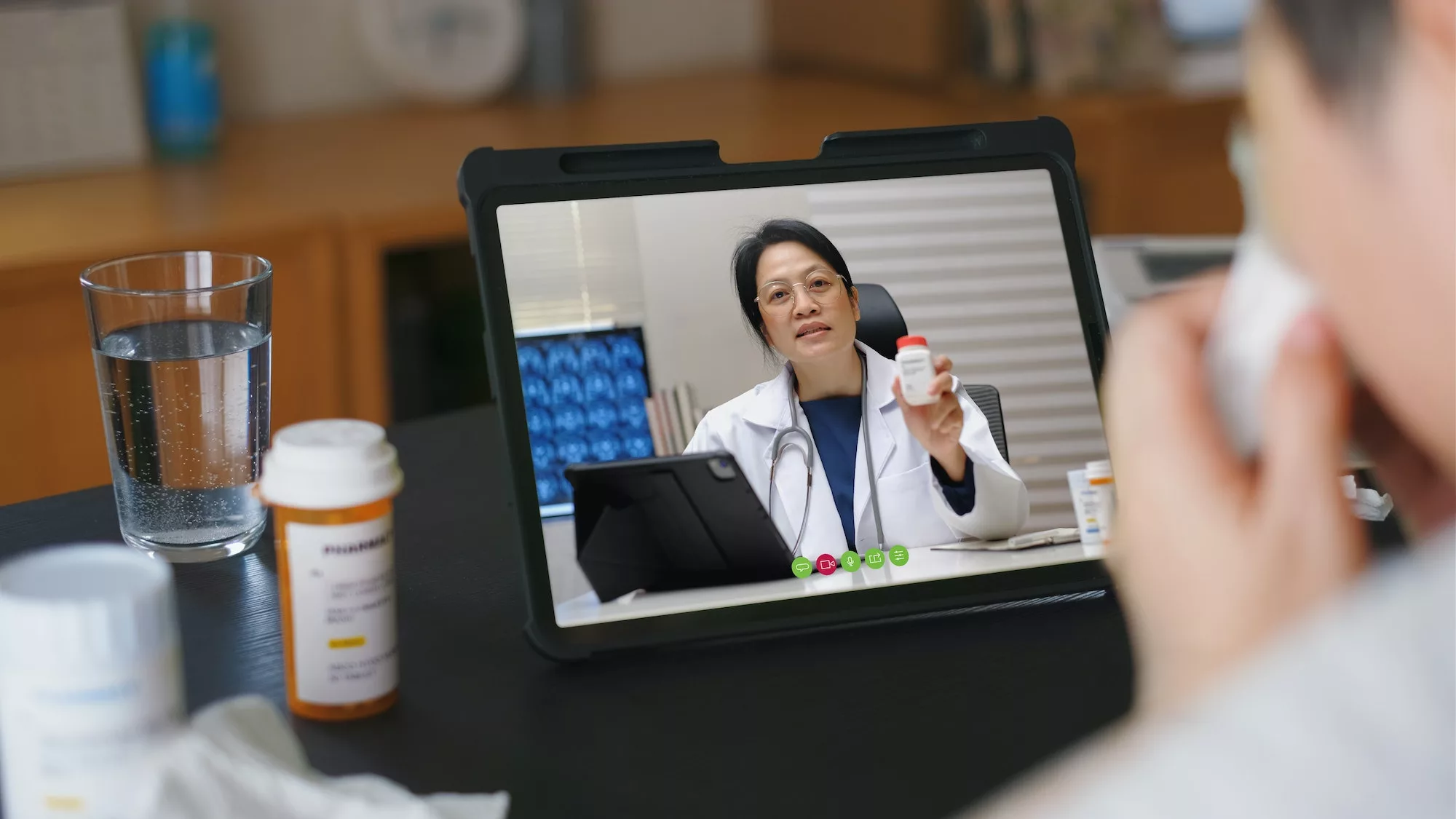 Telehealth concept,asian woman video call with her doctor